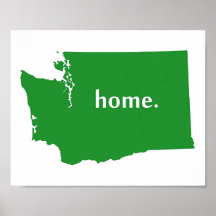 Statlig karta Washington för hem- silhouette Poster