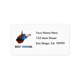Statlig karta WEST VIRGINIA för polygonmosaik Adressetikett
