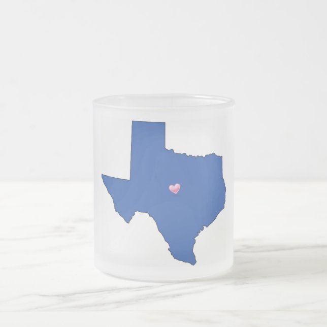 Statlig mugg/Texas-Hemmet är där hjärtat är Frostad Glasmugg (Center)
