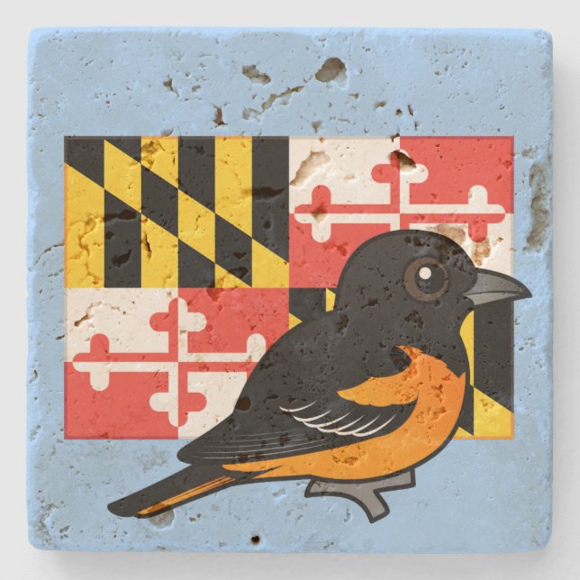 Statliga Birdorable av Maryland: Baltimore Oriole Underlägg Sten (Framsidan)