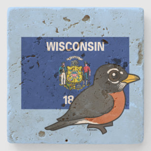 Statliga Birdorable av Wisconsin: Amerikan Robin Underlägg Sten