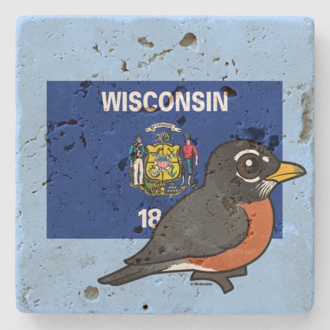 Statliga Birdorable av Wisconsin: Amerikan Robin Underlägg Sten (Framsidan)