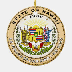 Statliga Hawaii förseglar flagga för Amerika Julgransprydnad Keramik