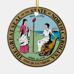 Statliga North Carolina förseglar Julgransprydnad Keramik