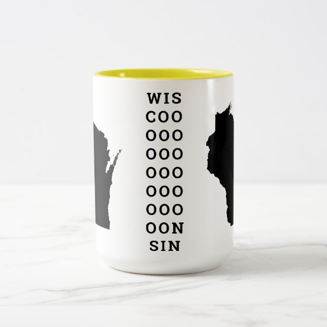 Statliga Wisconsin och den långsträckt nollan Två-Tonad Mugg (Center)