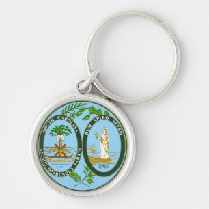 Statligt försegla av South Carolina Keychain Rund Silverfärgad Nyckelring