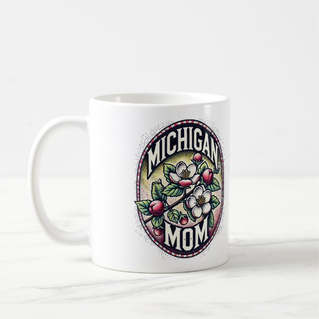 Statsblomman i Michigan Mamma Cherry Blommar Träd Kaffemugg (Vänster)