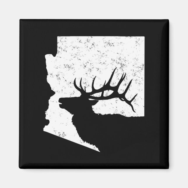 Statsformen Arizona Elk Hunting Bull Elk AZ Magnet (Framsidan)