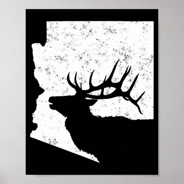 Statsformen Arizona Elk Hunting Bull Elk AZ Poster (Framsidan)