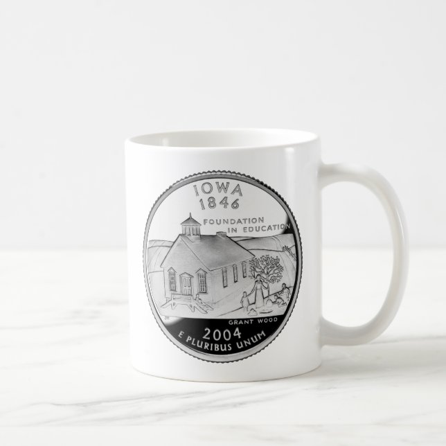 Statskvartal för Iowa Reverse Side Faux Kaffemugg (Höger)