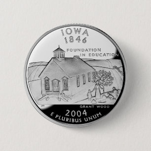Statskvartal för Iowa Reverse Side Faux Knapp