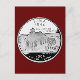 Statskvartal för Iowa Reverse Side Faux Vykort