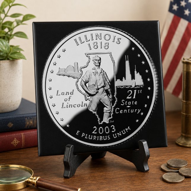 Statskvarter av Illinois baksida Faux Kakelplatta (State Quarter of Illinois Reverse Side Faux Tile)