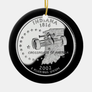 Statskvarteret Indiana Reverse Side Faux Julgransprydnad Keramik
