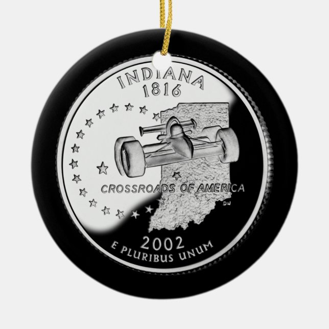 Statskvarteret Indiana Reverse Side Faux Julgransprydnad Keramik (Framsidan)