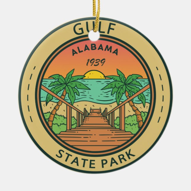 Statsparken bukt Alabama Circle Badge Julgransprydnad Keramik (Framsidan)