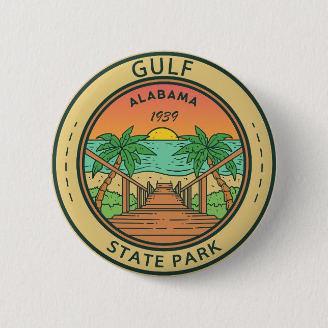 Statsparken bukt Alabama Circle Badge Knapp (Framsida)