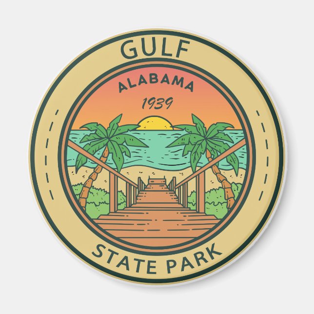 Statsparken bukt Alabama Circle Badge Magnet (Framsidan)