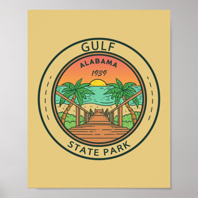 Statsparken bukt Alabama Circle Badge Poster (Framsidan)