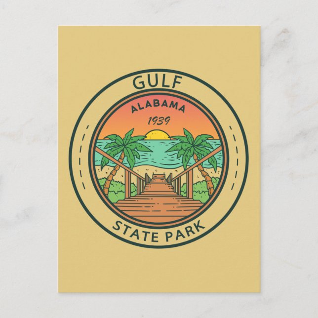 Statsparken bukt Alabama Circle Badge Vykort (Framsida)
