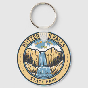 Statsparken för kärnmjölksfack New York Badge Nyckelring
