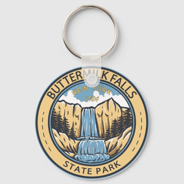 Statsparken för kärnmjölksfack New York Badge Nyckelring (Framsida)