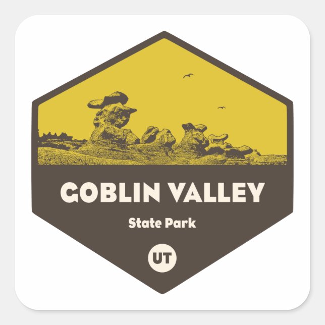 Statsparken Goblin Valley Fyrkantigt Klistermärke (Framsida)