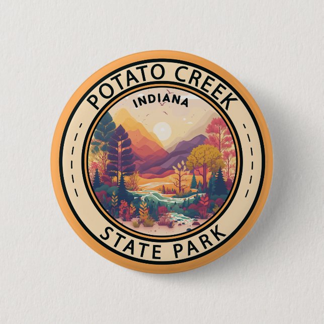 Statsparken i Potato Bäck Indiana Emblem Knapp (Framsida)