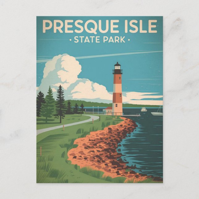 Statsparken Presque Isle Vykort (Framsida)