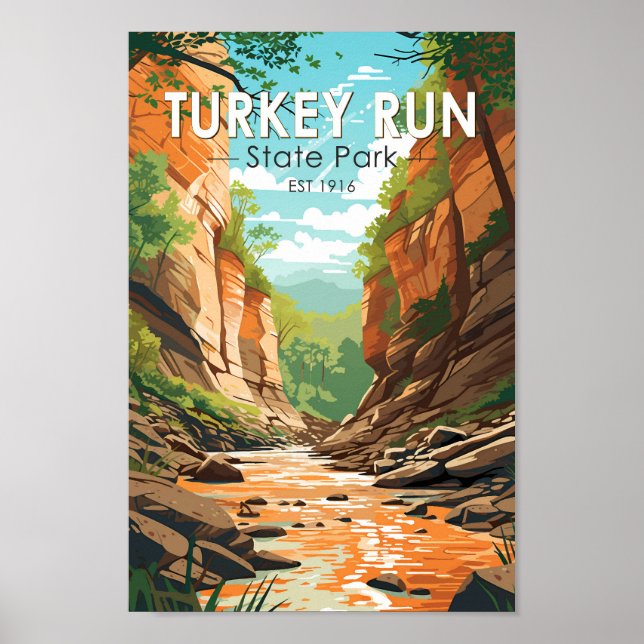 Statsparken Springa i Turkiet Indiana Travel Art V Poster (Framsidan)