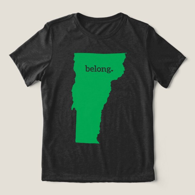 Statsprioritet Belong Vermont Karta T Shirt (Design Framsida)