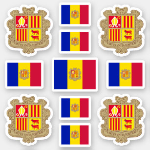 Statssymboler för Andorra/jackande av arm och flag Klistermärken