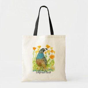 Statssymboler för California Quail Poppy Flowers Tygkasse