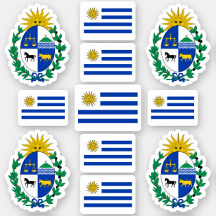 Statssymboler för Uruguay/jackande av arm och flag Klistermärken