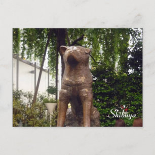 statue hachiko shibuya vykort
