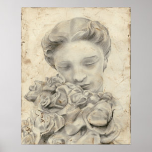 Statue in the Garden I Poster