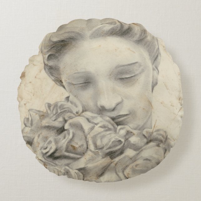 Statue in the Garden I Rund Kudde (Framsidan)