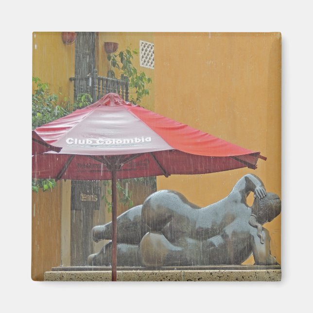 Statue in the Rain in Colombia Magnet (Framsidan)