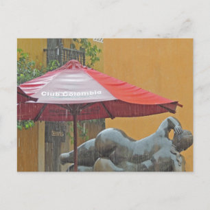 Statue in the Rain in Colombia Vykort