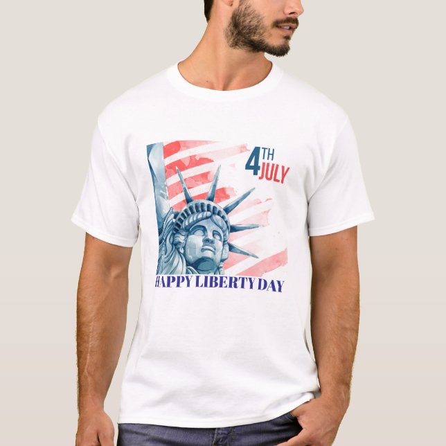 Statue Liberty Fjärde juli Anpassningsbar Manar T Shirt (Framsida)