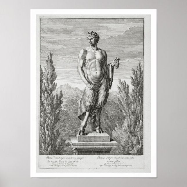 Statue of a Satyr holding a collas, Versa Poster (Framsidan)