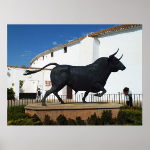 Statue of a tjur in Ronda, Spanien Poster