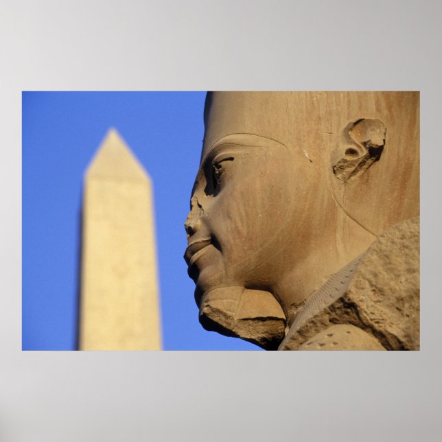 Statue of Amun-Re with Obelisk, Karnak (Egyptenen) Poster (Framsidan)