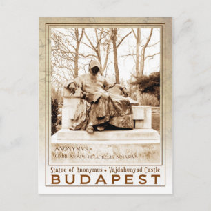 Statue of Anonymus at Vajdahunyad Castle, Budapest Vykort