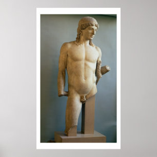 Statue of Apollo, Grekiska, c.480-400 BC (marble) Poster