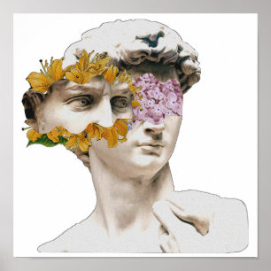 Statue of David Michelangelo Blommigt Poster