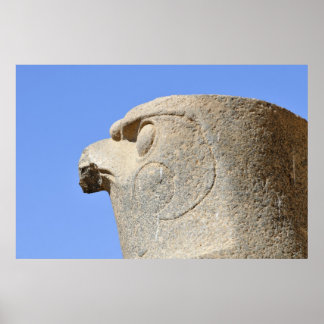 Statue of Falcon God Horus at Edfu Temple, Egypten Poster