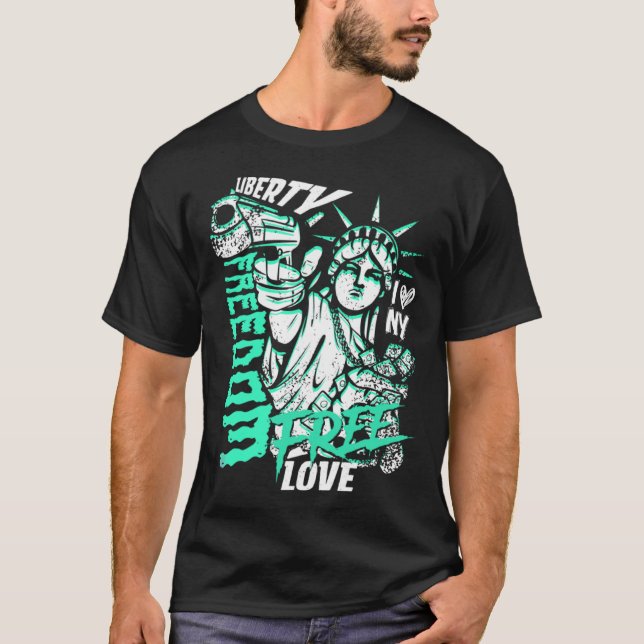 Statue Of Liberty Freedom Money USA Graffiti T Shirt (Framsida)