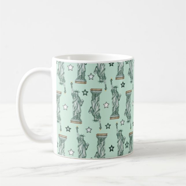 Statue of Liberty - Green Stars Coffee Mug Kaffemugg (Vänster)