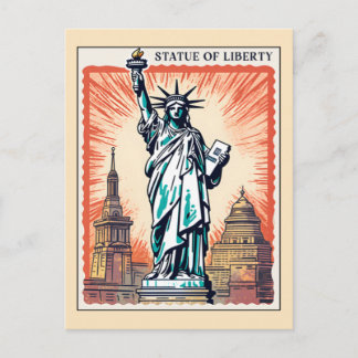 Statue of Liberty NYC Retro New York City Vykort